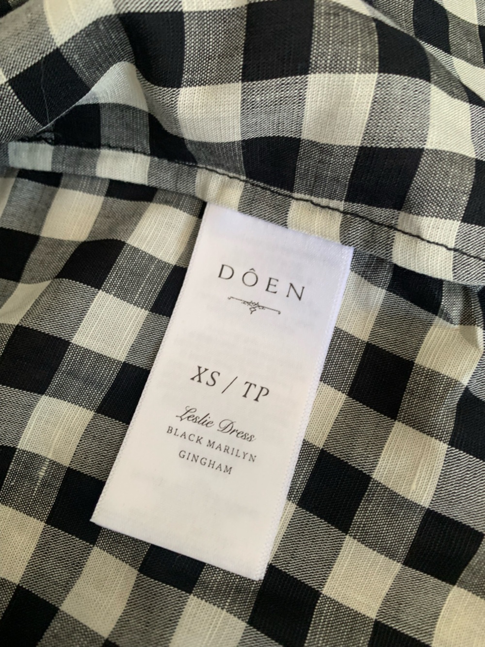 NWT Doen Leslie Linen Tie Strap A Line Midi Dress Marilyn Gingham Black White - Picture 12 of 15